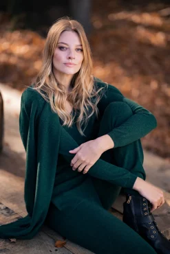Noor Cashmere Cardigan In Spruce