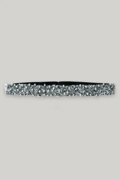 Opulent Crystals Embroidered Black Slim Belt