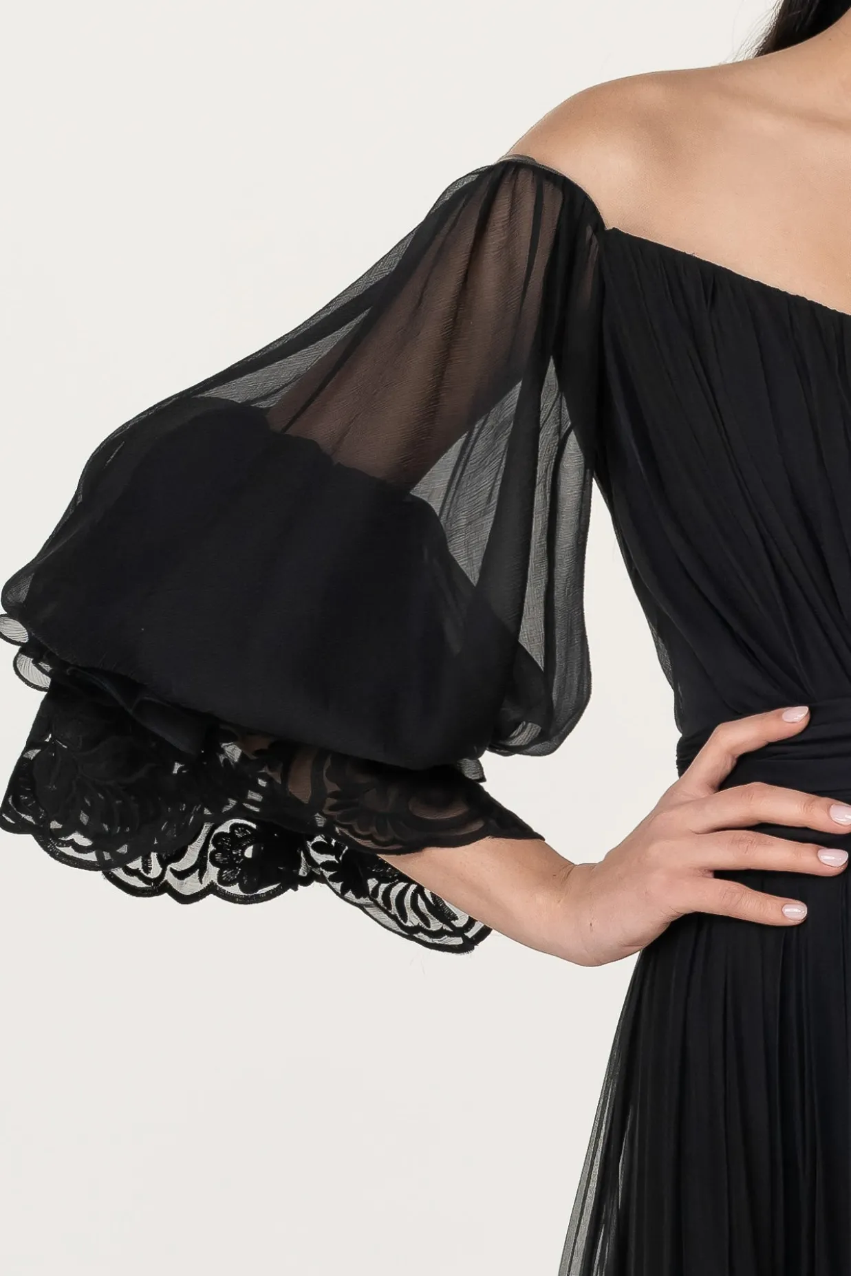 Orla Boho Silk Short Dress In Black