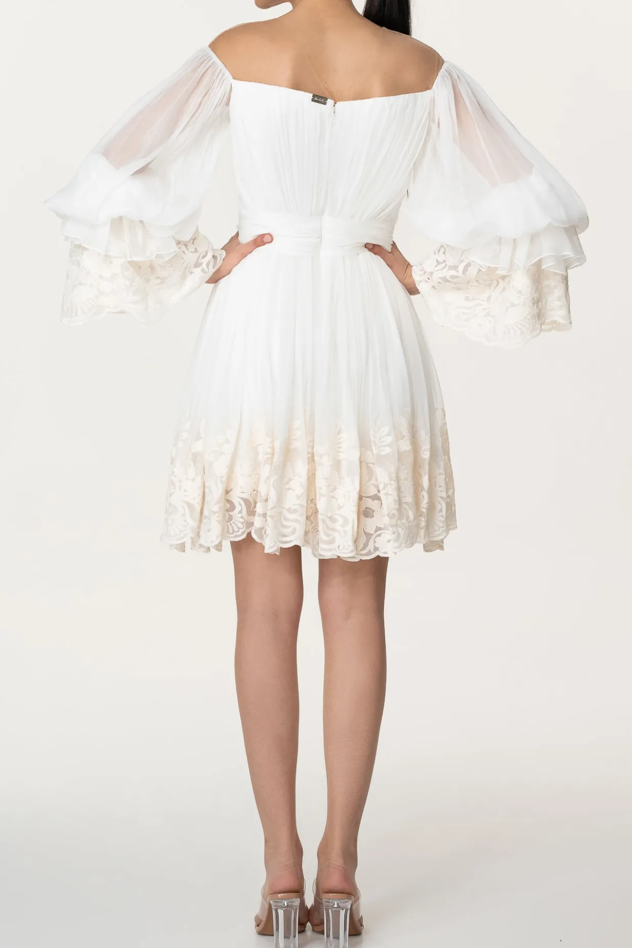 Orla Boho Silk Short Dress In Ivory