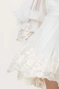 Orla Boho Silk Short Dress In Ivory