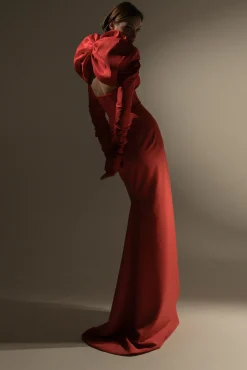 Ranya Long Dress In Hot-Red