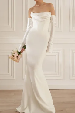 Raven Crepe Long Dress In Off-White
