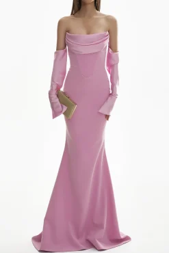 Raven Crepe Long Dress In Soft-Lilac