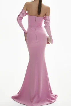 Raven Crepe Long Dress In Soft-Lilac