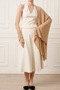 Rea Viscose Jersey Midi Skirt In Off-White