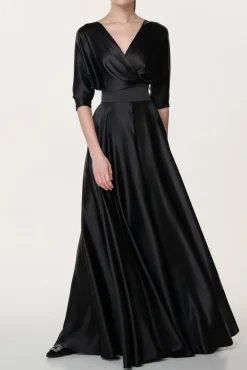 Reese Silk Long Dress In Black