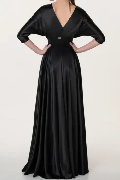 Reese Silk Long Dress In Black