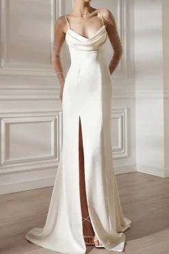 Ronna Satin Dress In Ivory