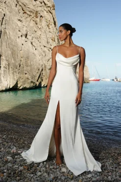 Ronna Satin Dress In Ivory