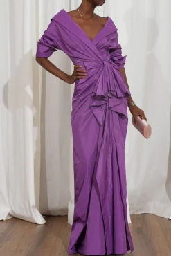Sabina Lavender Taffeta Long Dress