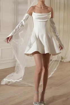 Salma Mini Crepe Dress In Off-White