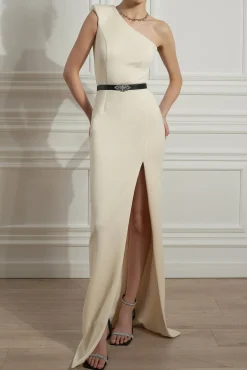Shay Scuba Dress With Detachable One-Shoulder Structure