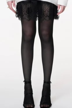 Short Silk Lace Skirt In Black