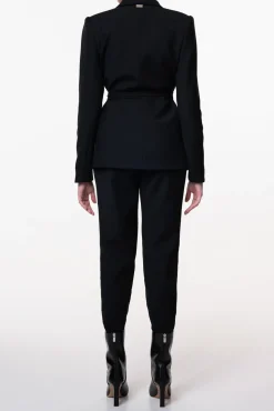 Structured Conic Wool Pants in Black