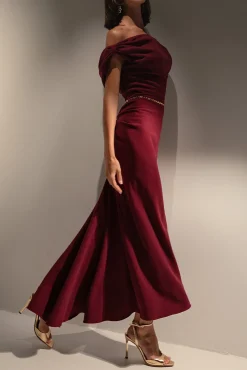 Sylvie Midi Dress In Burgundy