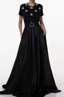 Taffeta Long Skirt In Black