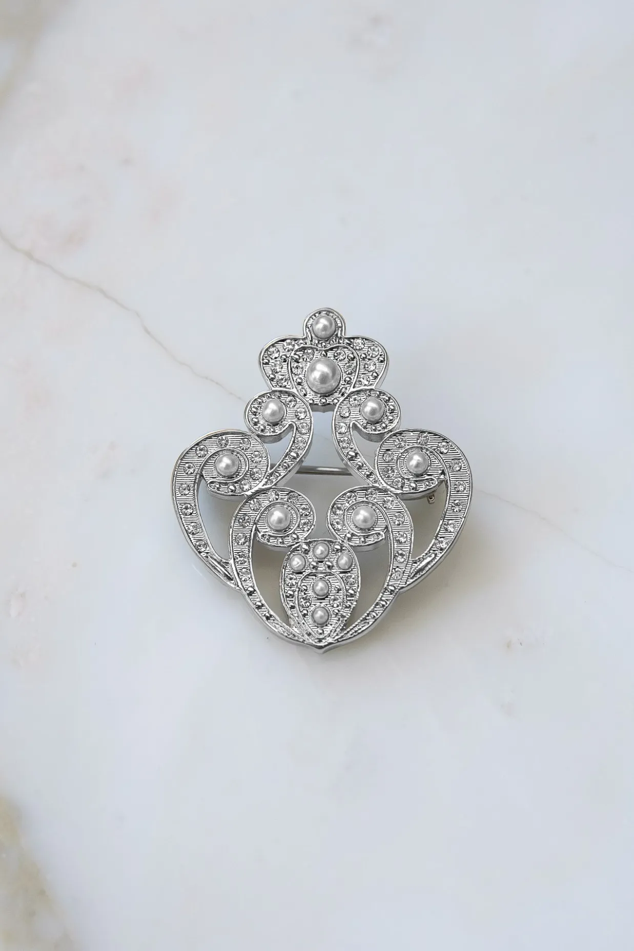 The Crown Brooch - Silver With Pearls