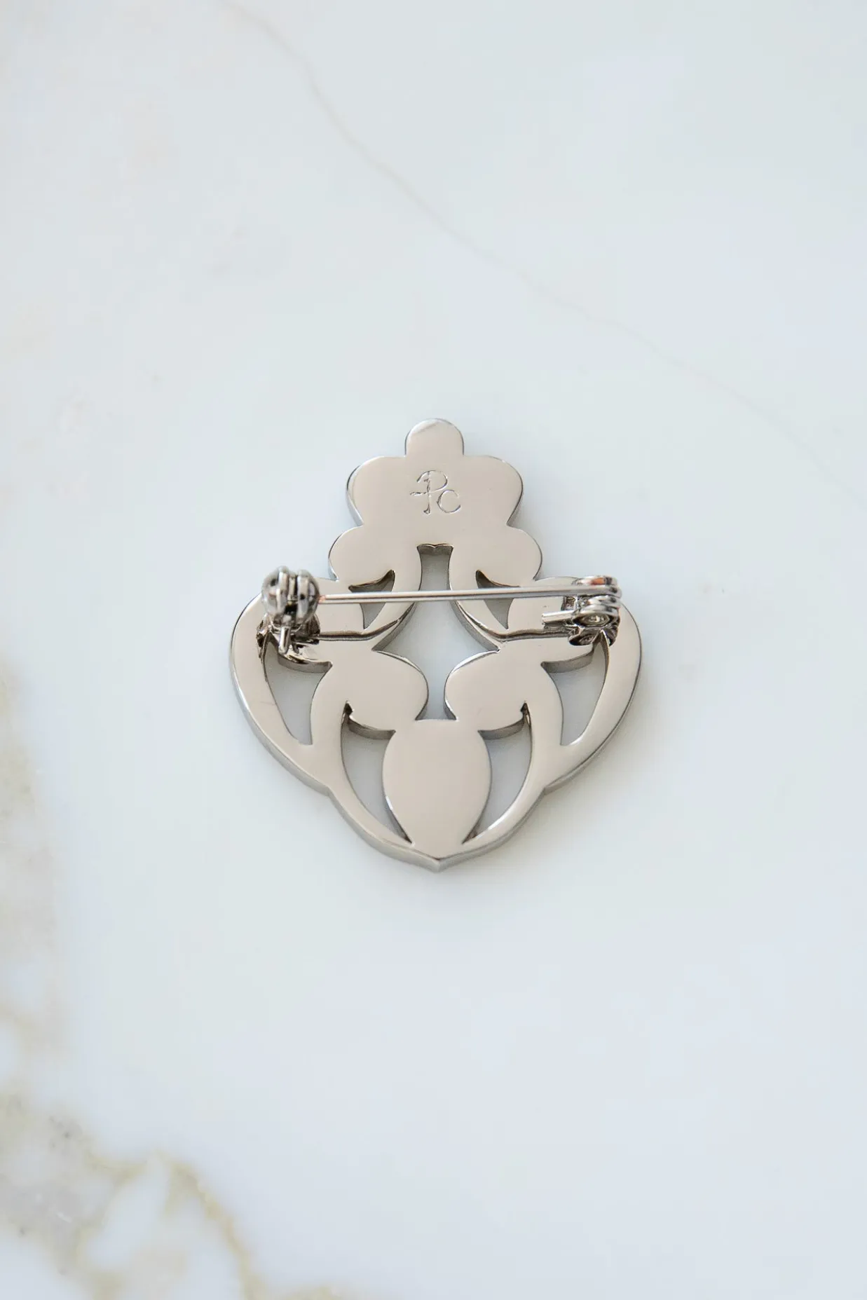 The Crown Brooch - Silver With White Crystals