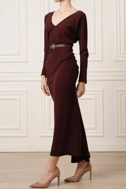 Thea Midi Dress In Burgundy