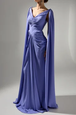 Valeria Cape-Dress In Purple-Blue