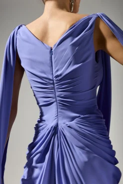 Valeria Cape-Dress In Purple-Blue