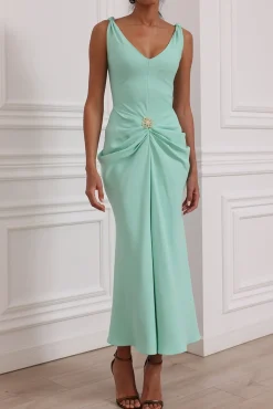 Valeria Midi Dress In Soft-Mint