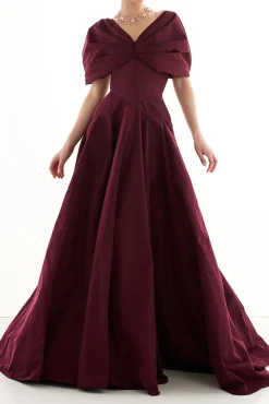 Widad Long Dress In Burgundy