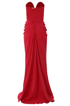 Yuno Long Dress In Ruby-Red