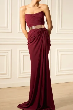 Zaira Long Dress In Burgundy