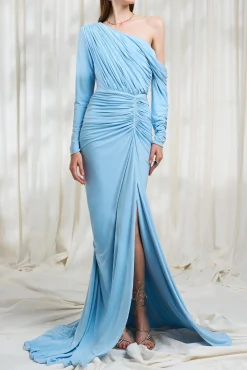 Zeina Jersey Dress In Sky-Blue